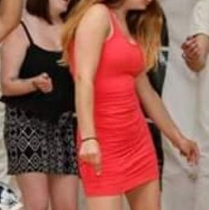 2/$10 Coral express bodycon dress